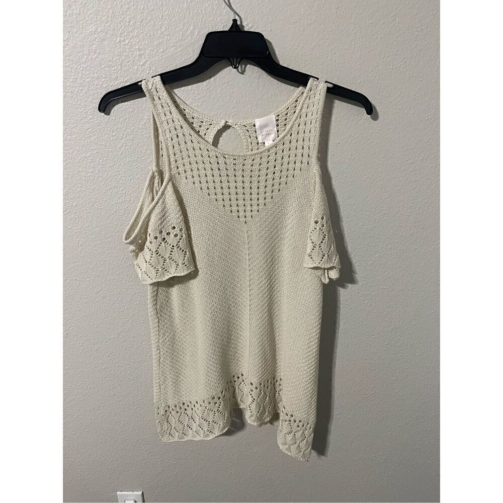 ❤️LC Lauren Conrad Crochet Cold Shoulder Sweater